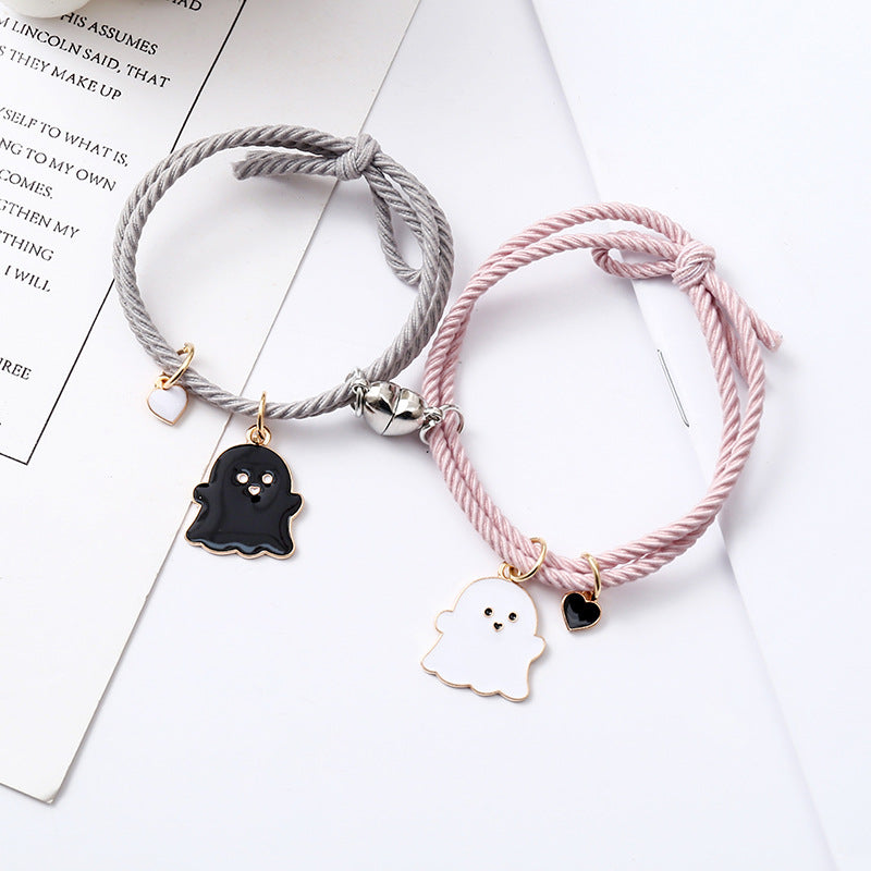 Wholesale Black and white ghost couple love magnet bracelet
